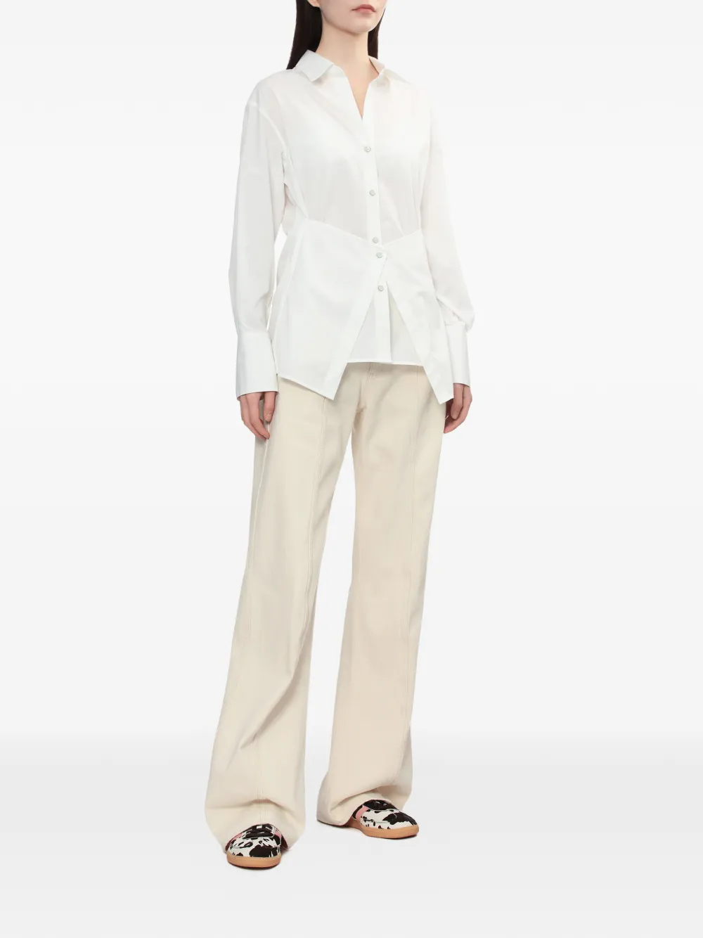 Helmut Lang button asymmetric cotton shirt - Wit