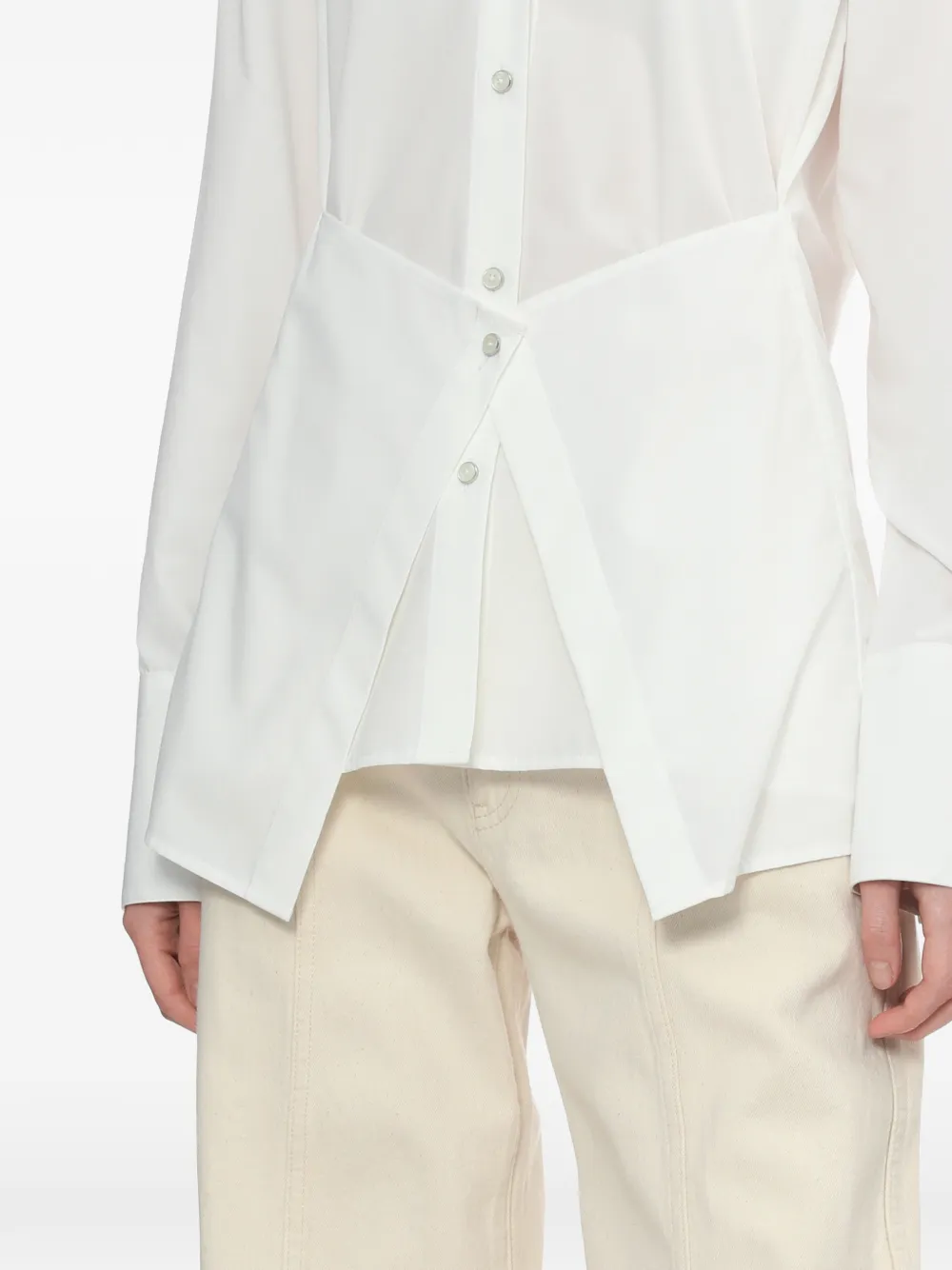 Helmut Lang Asymmetrische katoenen blouse met knopen Wit