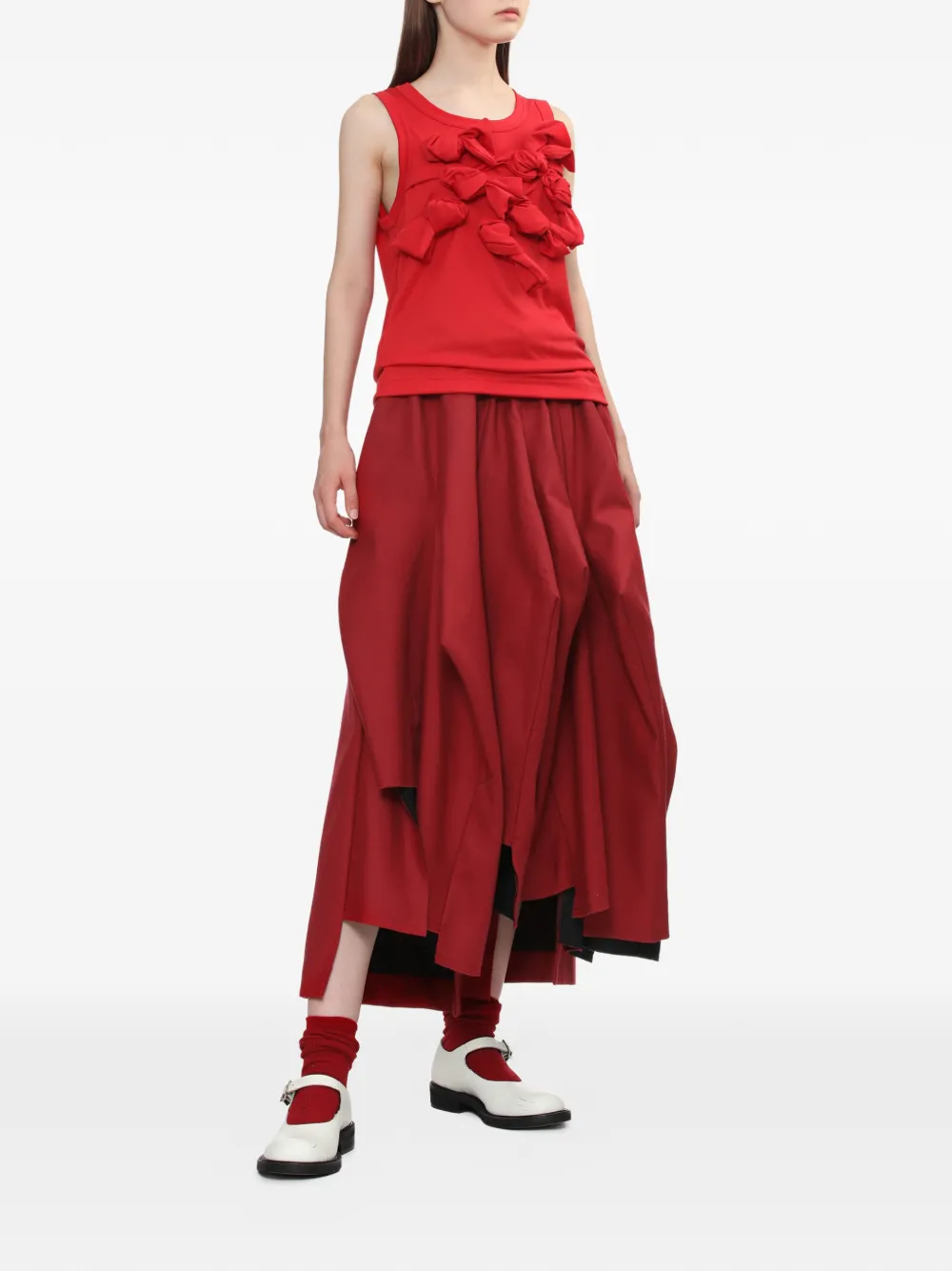 Comme Des Gar&ccedil;ons elasticated layered trousers - Rood