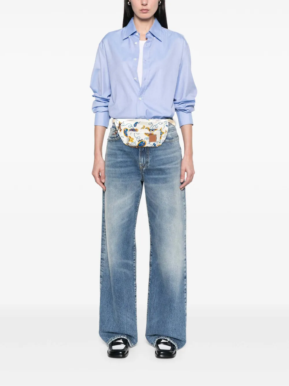 Pre-owned Loewe 2010-2025 Paulas Ibiza Printed Canvas Belt Bag In White