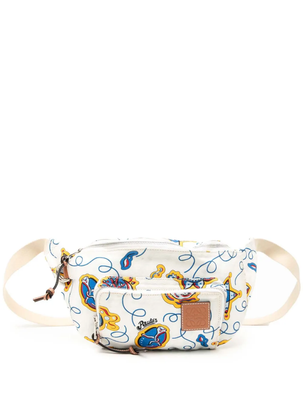 Loewe Pre-Owned 2010-2025 Paulas Ibiza Printed Canvas belt bag | White | Image 1