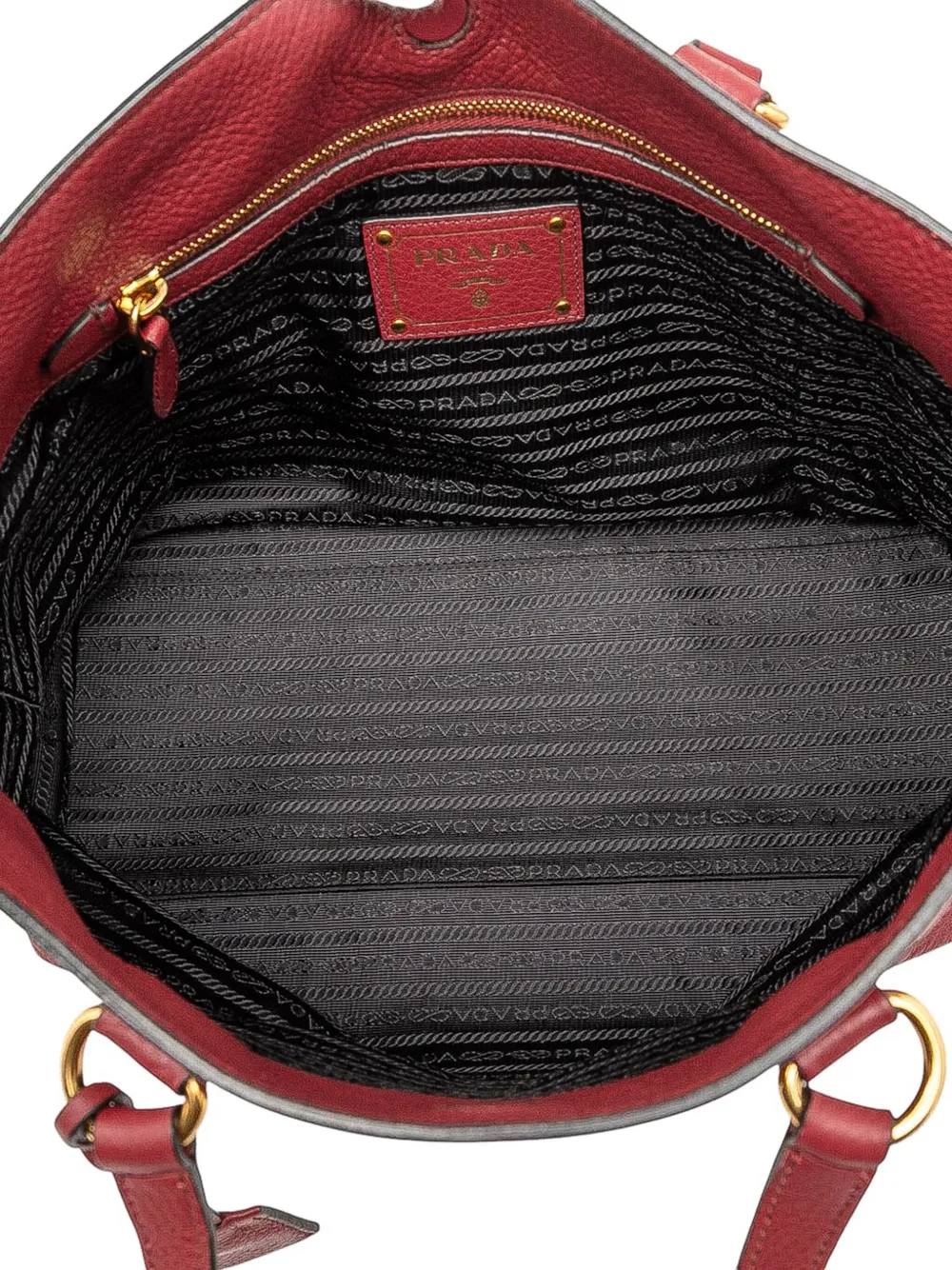 Pre-owned Prada 2000-2025 Vitello Daino Canapa Logo Tote Bag In Red