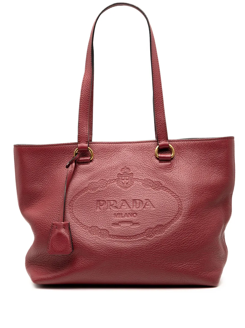 Prada Pre-Owned 2000-2025 Vitello Daino Canapa Logo tote bag - レッド Prada Pre-Owned 2000-2025 Vitello Daino Canapa Logo tote bag - レッド