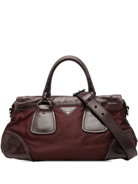 Prada Pre-Owned 2013-2025 Soft Calf Trimmed Tessuto Zip Top satchel