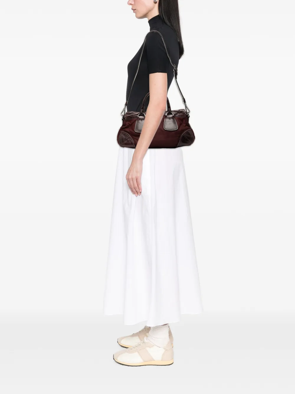 Prada Pre-Owned 2013-2025 Soft Calf Trimmed Tessuto Zip Top satchel | Pre-Owned | Image 2