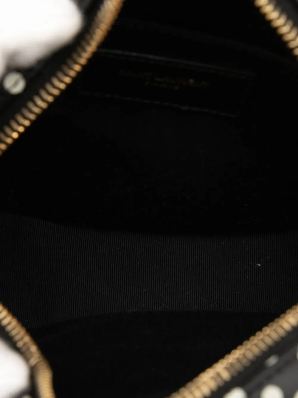 Pre-owned Saint Laurent 2020 Chevron Calfskin Round Vinyle Polka Dot Crossbody Bag In Black