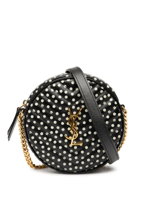 Saint Laurent Pre-Owned 2020 Chevron Calfskin Round Vinyle Polka Dot crossbody bag