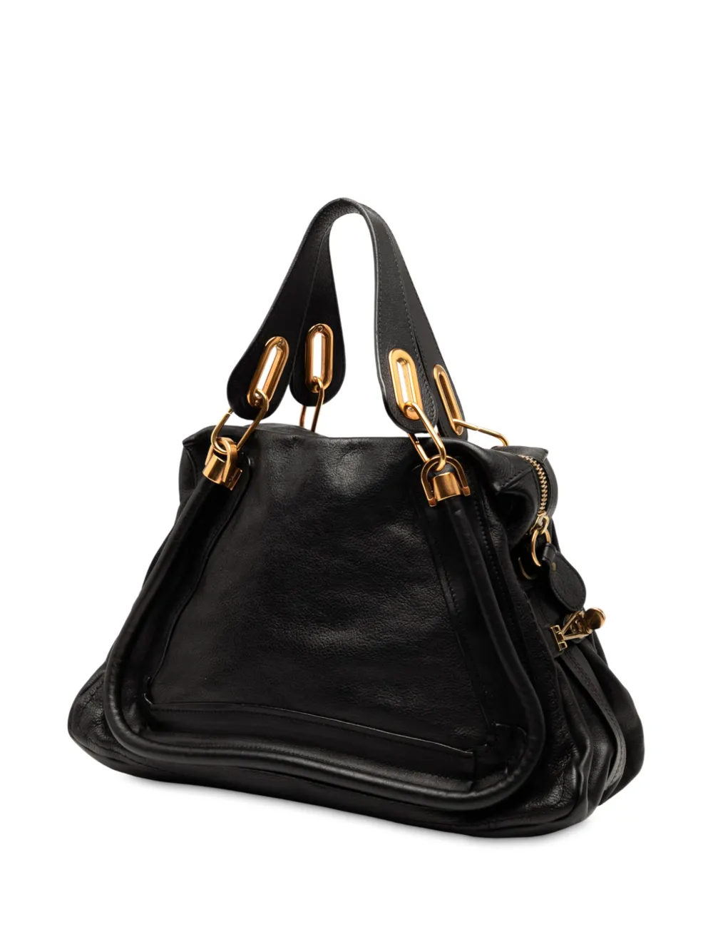 CHLOÉ Pre-owned 2010-2025 Medium Pebbled Leather Paraty Satchel In Black