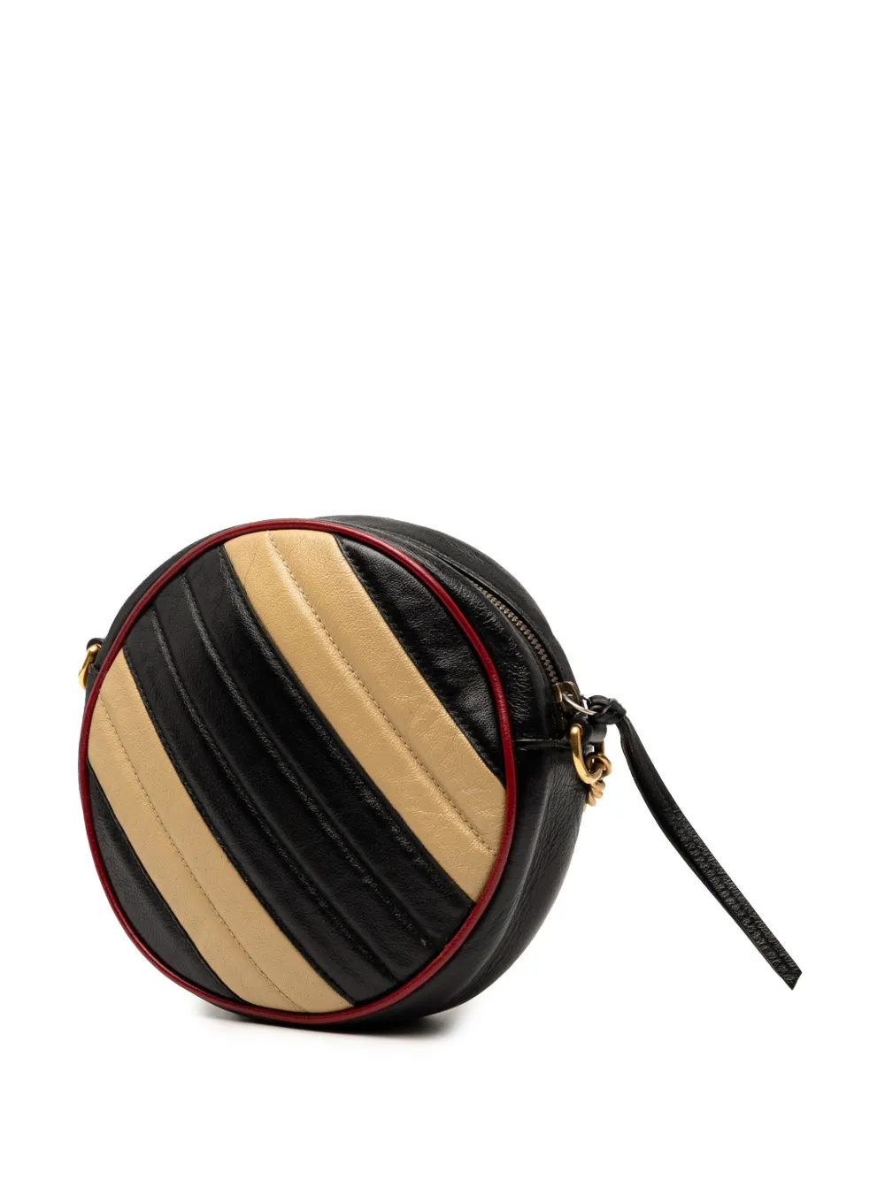 Pre-owned Gucci 2016-2025 Mini Gg Marmont Matelasse Leather Torchon Round Crossbody Bag In Black