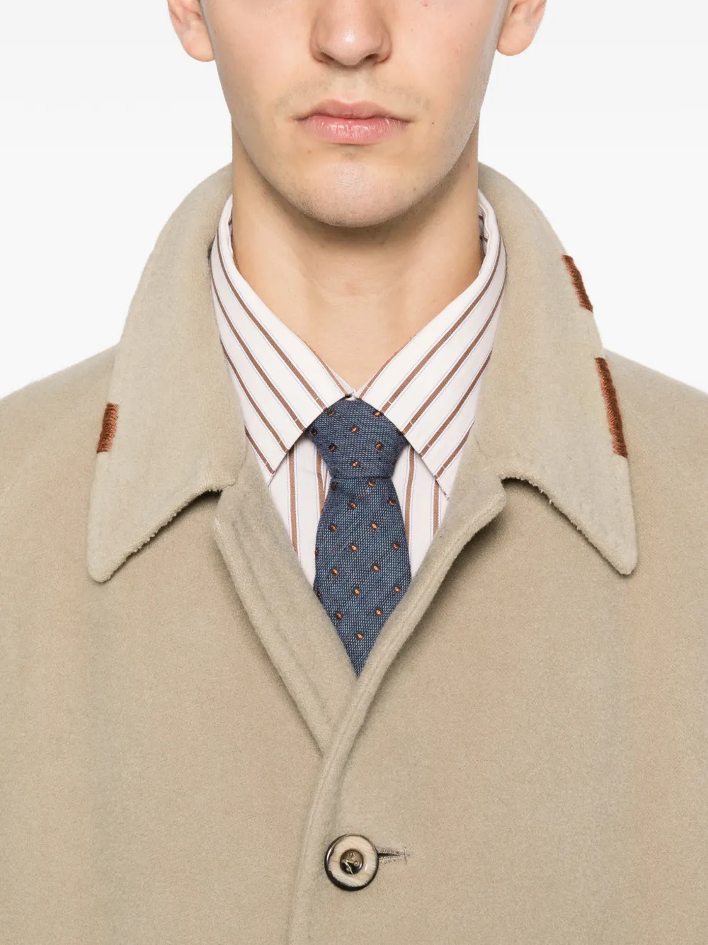 Pre-owned A.n.g.e.l.o. Vintage Upcycling Single-breasted Buttoned Coat In Neutral