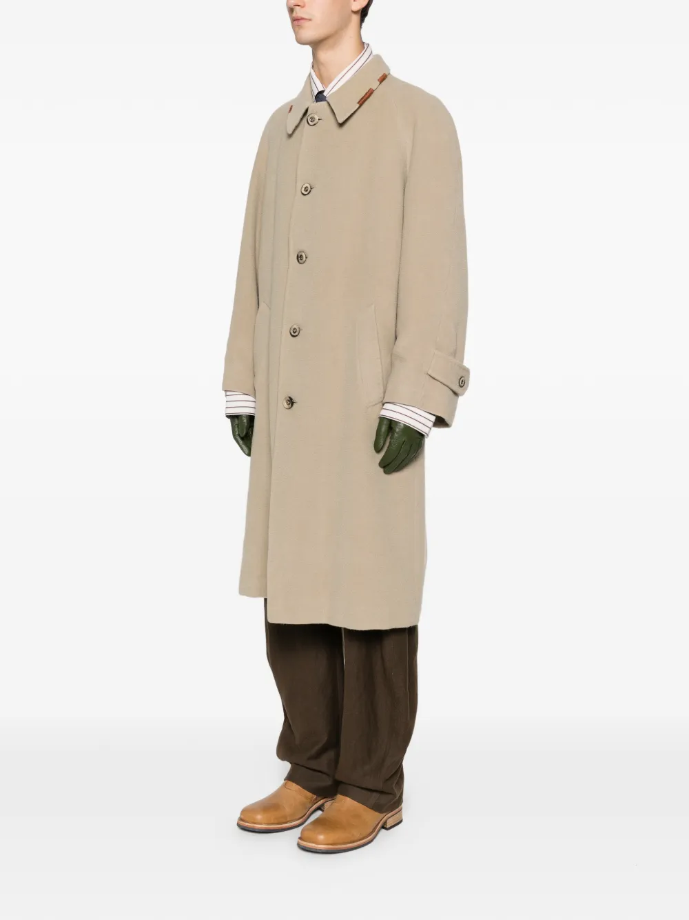 Pre-owned A.n.g.e.l.o. Vintage Upcycling Single-breasted Buttoned Coat In Neutral