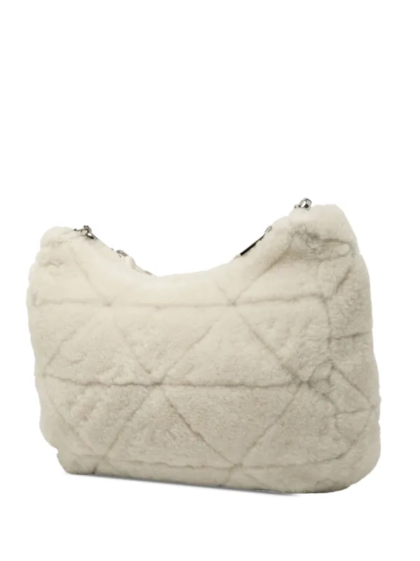 PRADA ノベルティ ホワイト キルティング ハンドバッグ ショルダー Prada Pre-Owned 2013-2025 キルティング シアリング パデッド