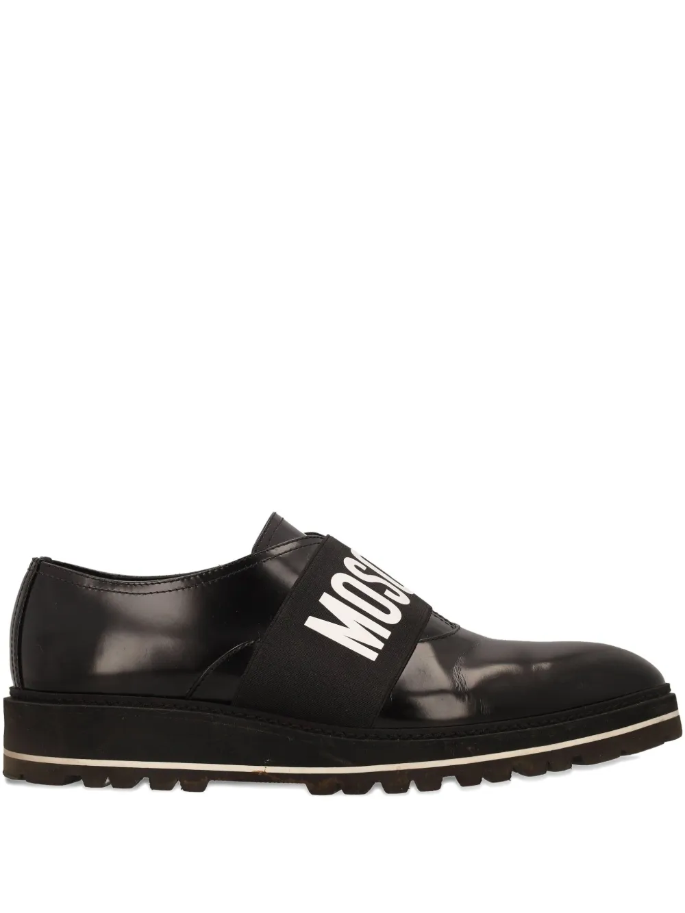 Moschino Pre-Owned logo-strap loafers | Black | Image 1
