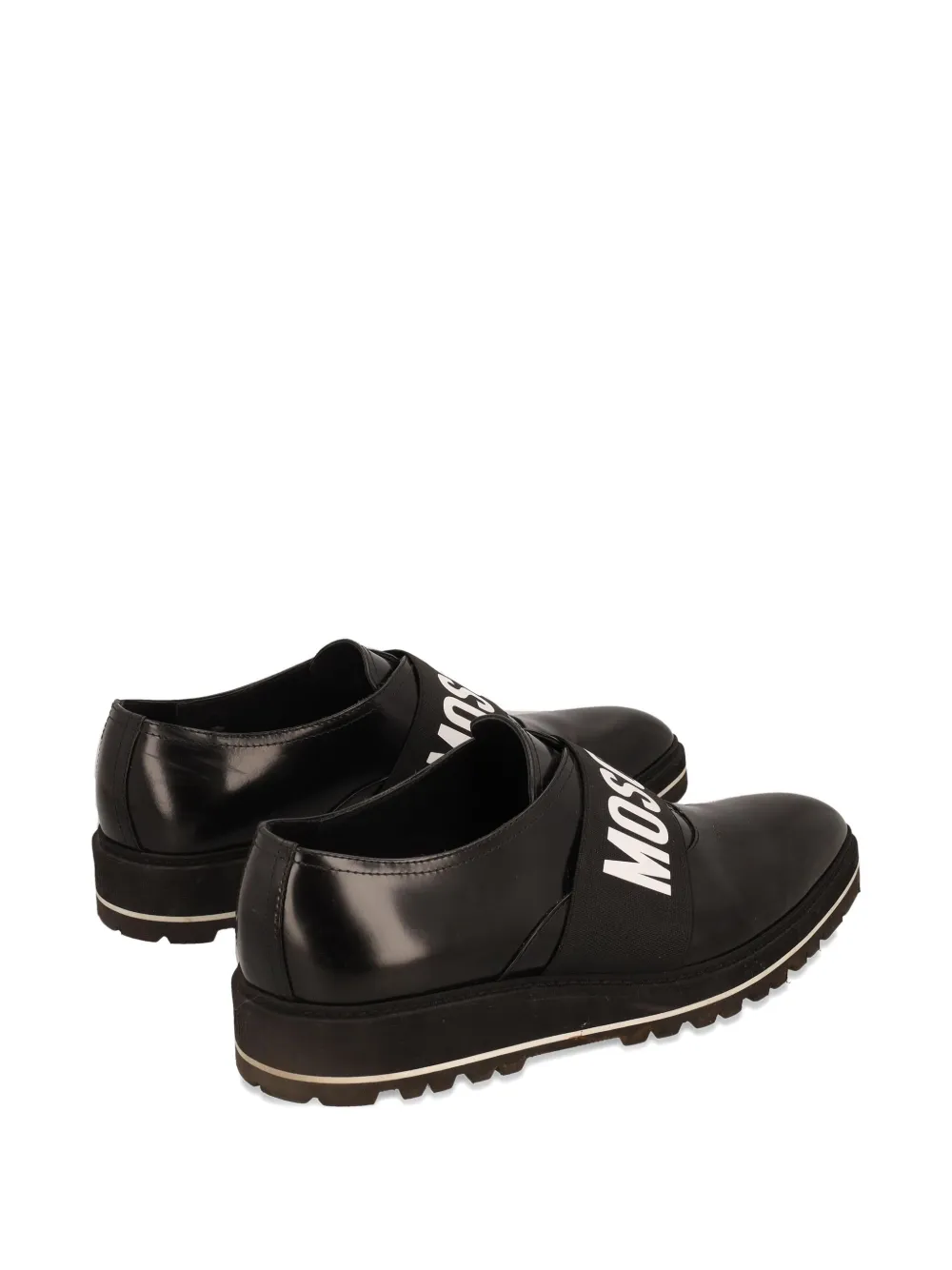  Moschino Pre-owned Logo-strap Loafers - Black 
