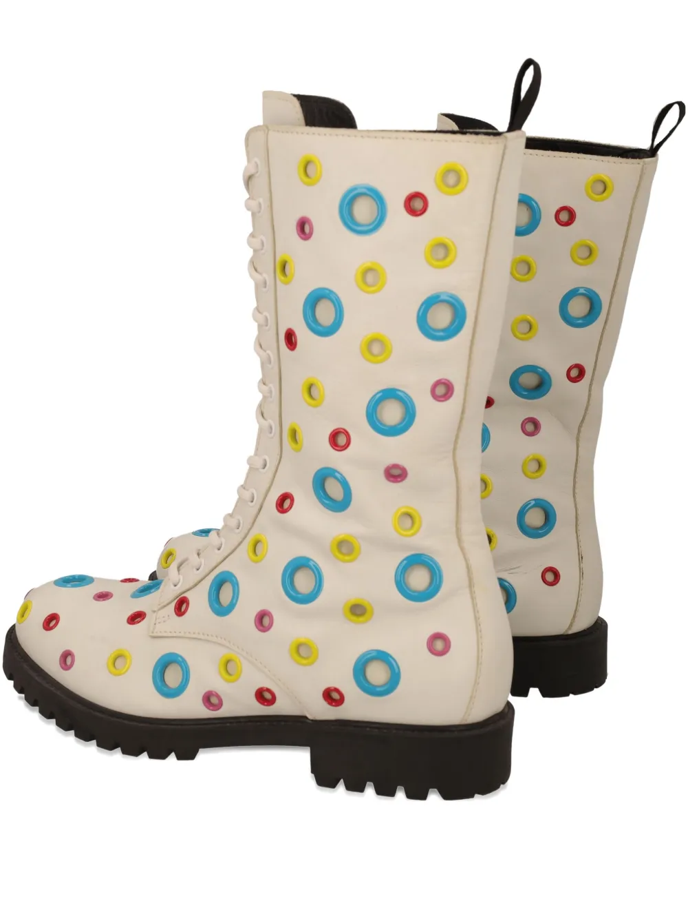 Moschino Pre-Owned lace-up biker boots - ホワイト Moschino Pre-Owned lace-up biker boots - ホワイト