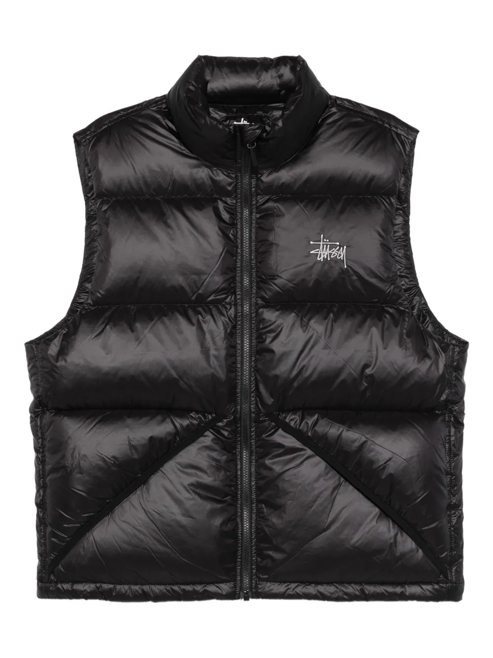 Stussy Zip Puffer Gilet In Black