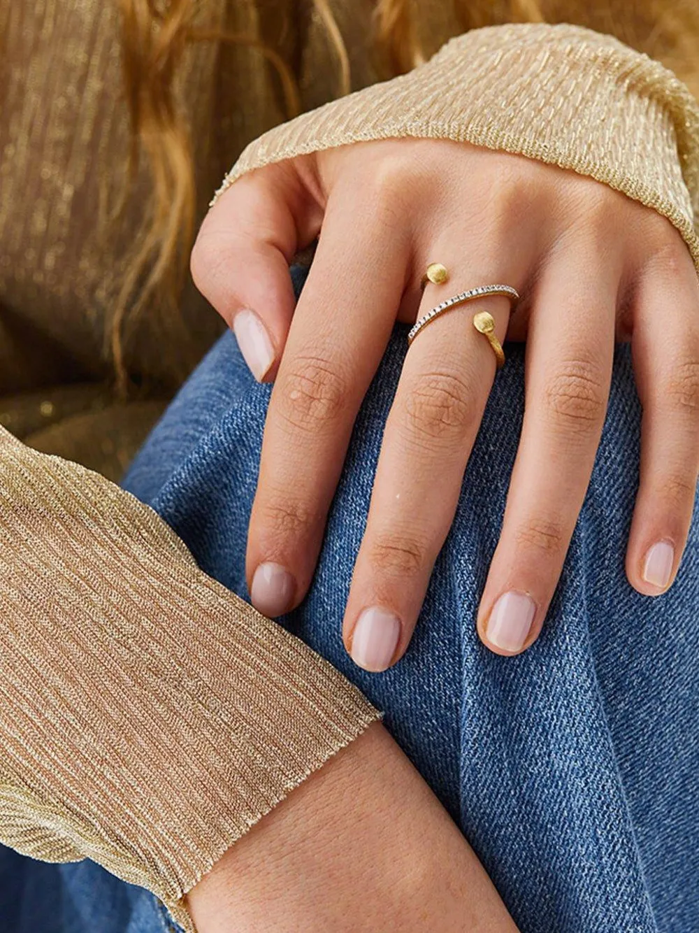  Nanis 18k Yellow Gold Small élite Diamond Criss-cross Ring 