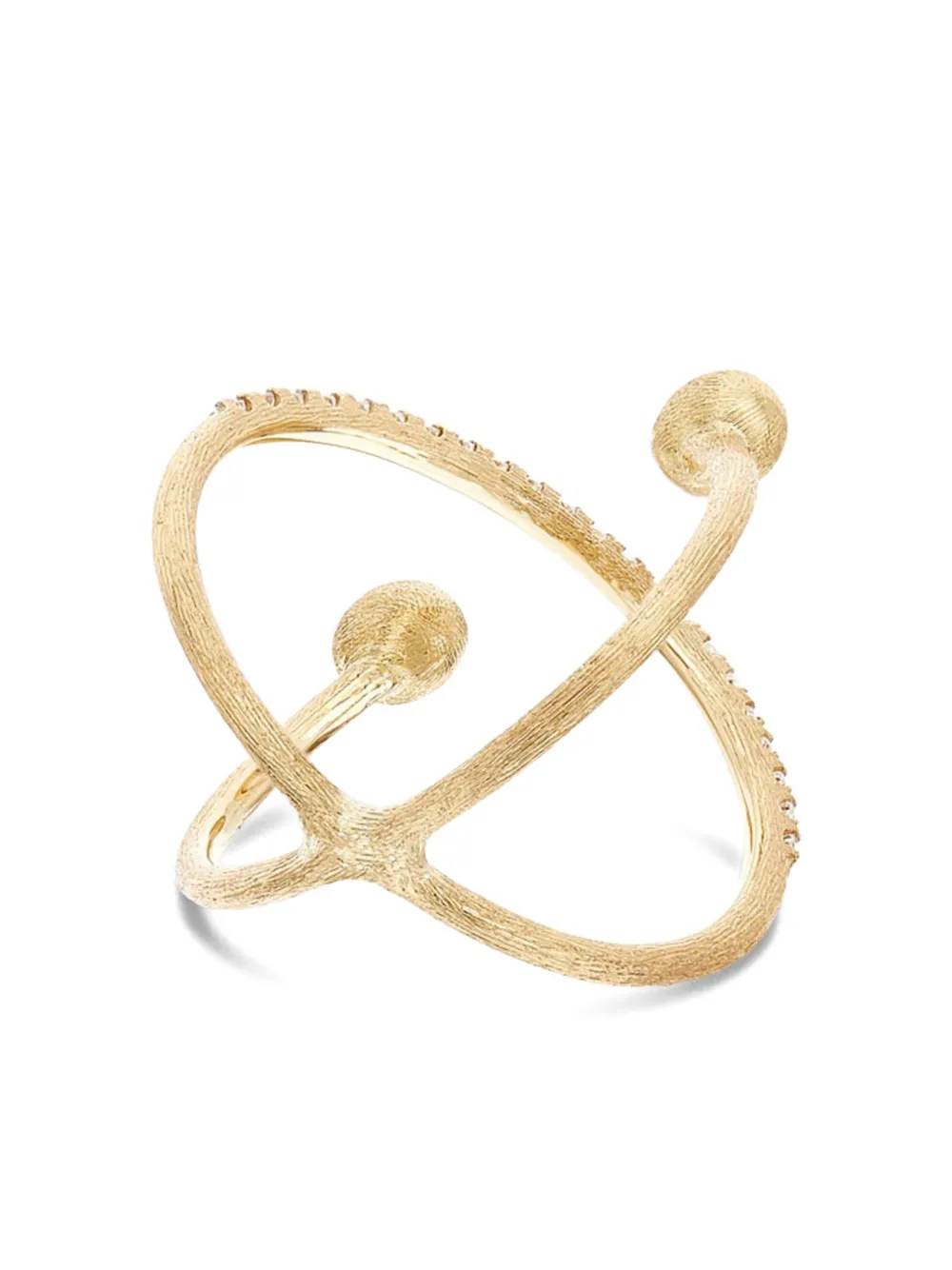 Nanis 18k Yellow Gold Small Élite Diamond Criss-cross Ring