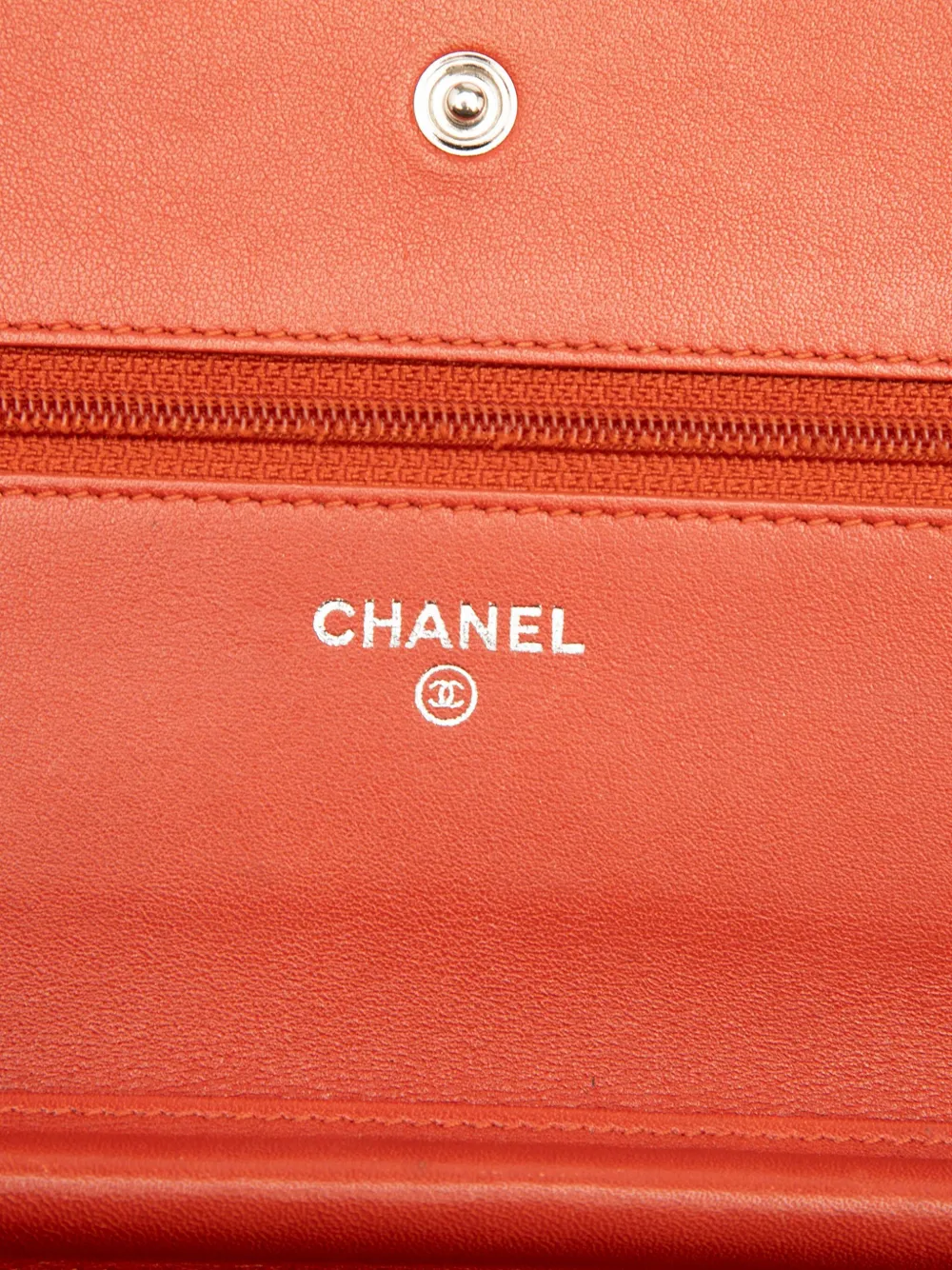 Pre-owned Chanel 2012-2013 Cc Caviar Wallet On Chain Crossbody Bag In Orange