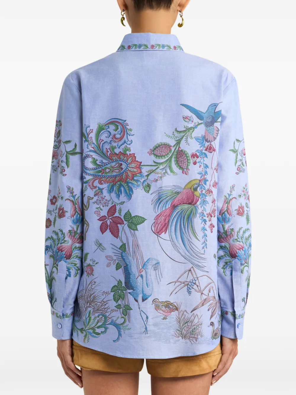 ETRO Oxford katoenen blouse met flora- en faunaprint Blauw