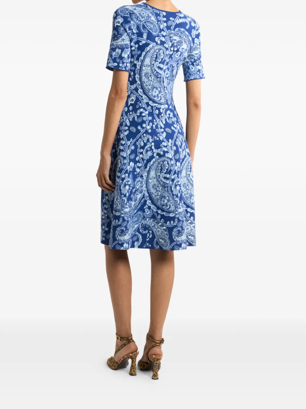 ETRO Midi-jurk met jacquard en paisley-en bloemen-print Blauw
