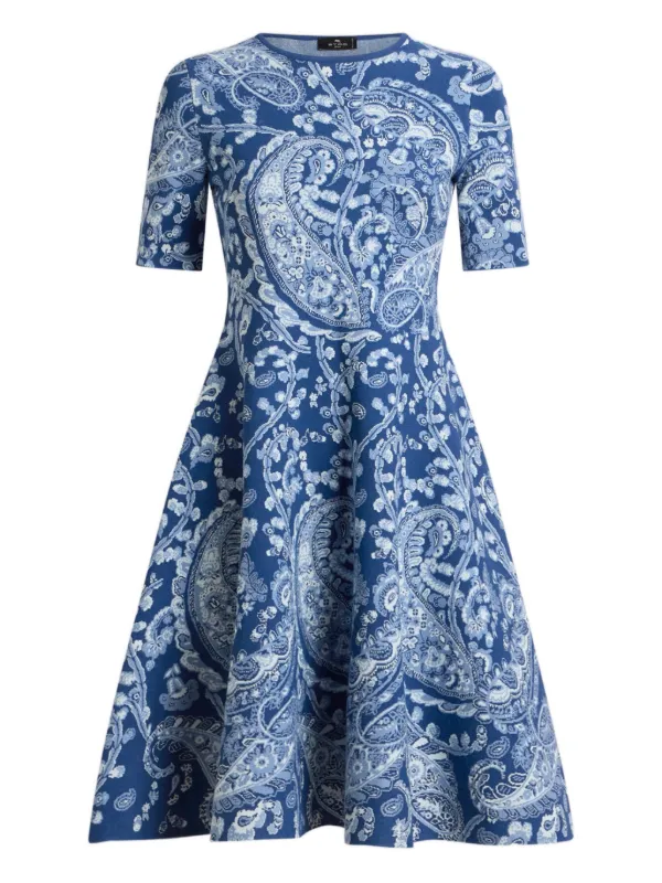 ETRO Jacquard Floral Paisley Mini Dress | Blue | FARFETCH GE