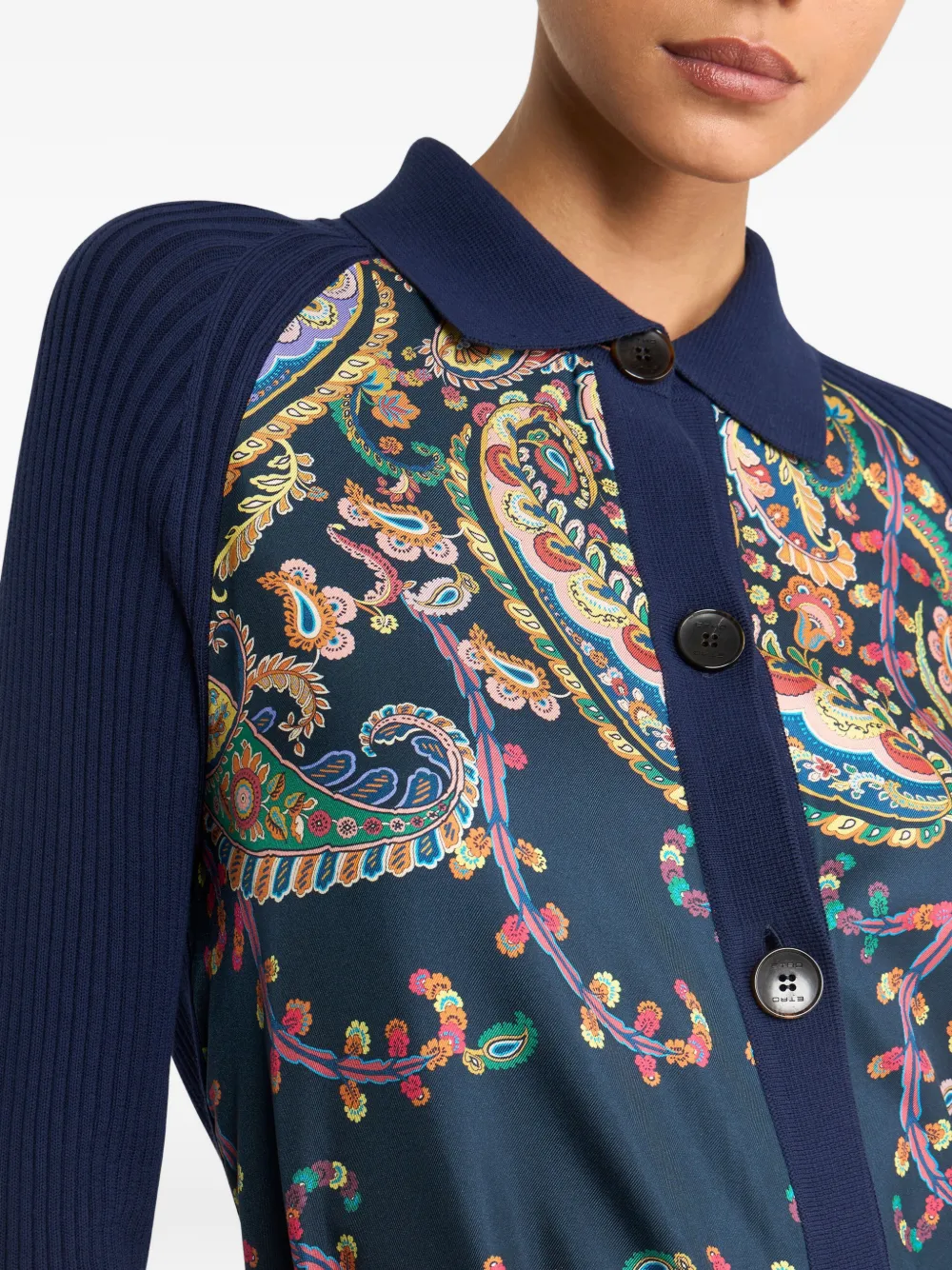 ETRO Geribbeld vest met paisley-print Blauw