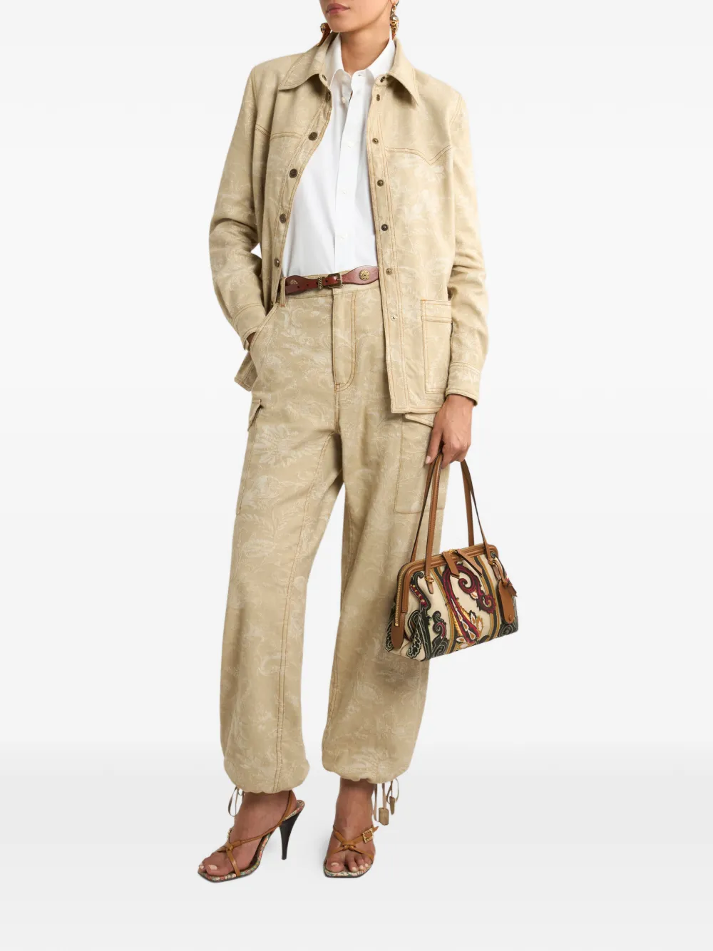  Etro Jacquard Floral Denim Jacket - Neutrals 