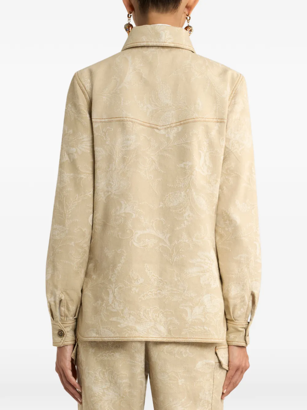 ETRO Denim jack met bloemen jacquard Beige