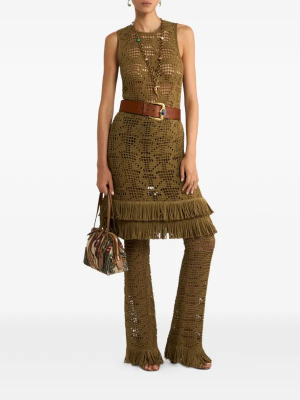 etro crochet dress ETRO Fringed crochet-knit dress