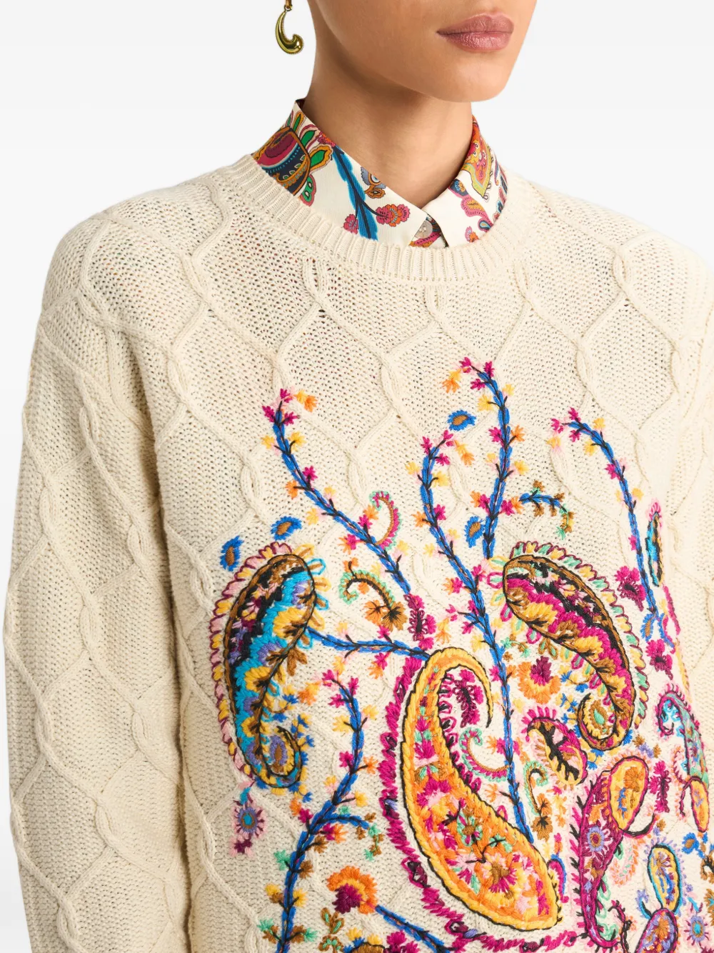 ETRO Trui met geborduurde bloemen Beige
