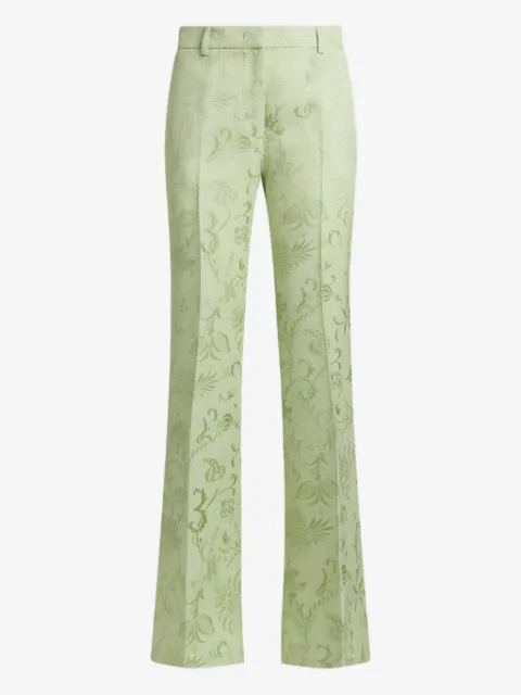 ETRO jacquard bootcut trousers with floral motif