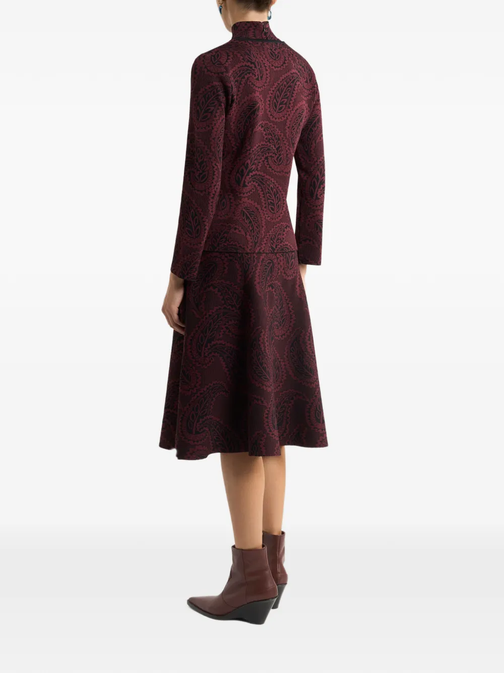 Etro Jacquard Buttoned Cardigan In Red