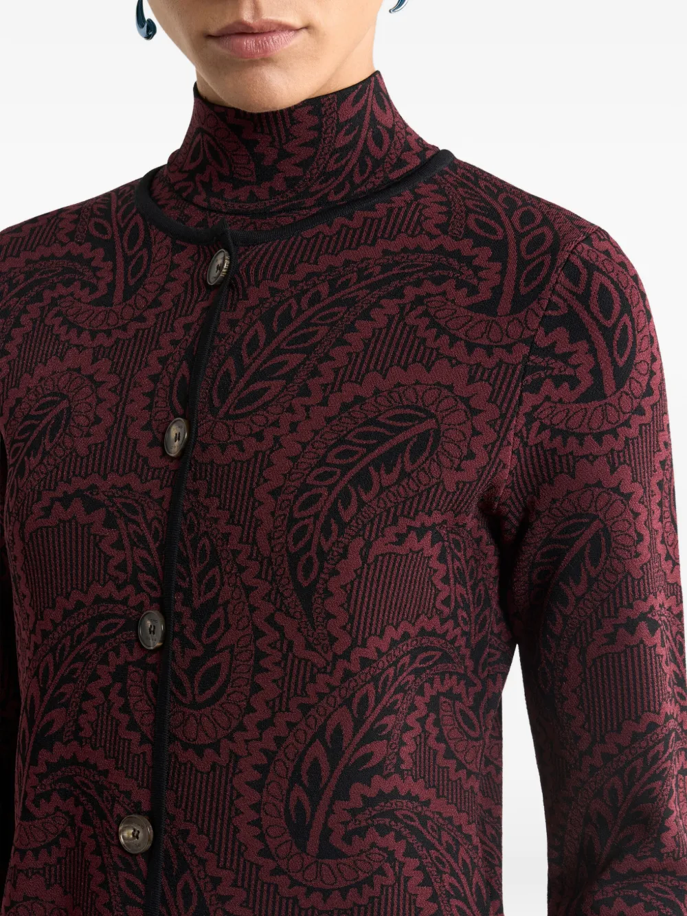 Etro Jacquard Buttoned Cardigan In Red