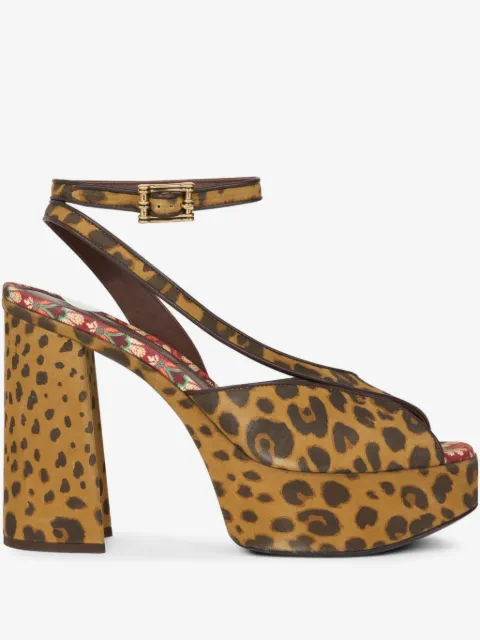 ETRO suede platform sandals with animal motif