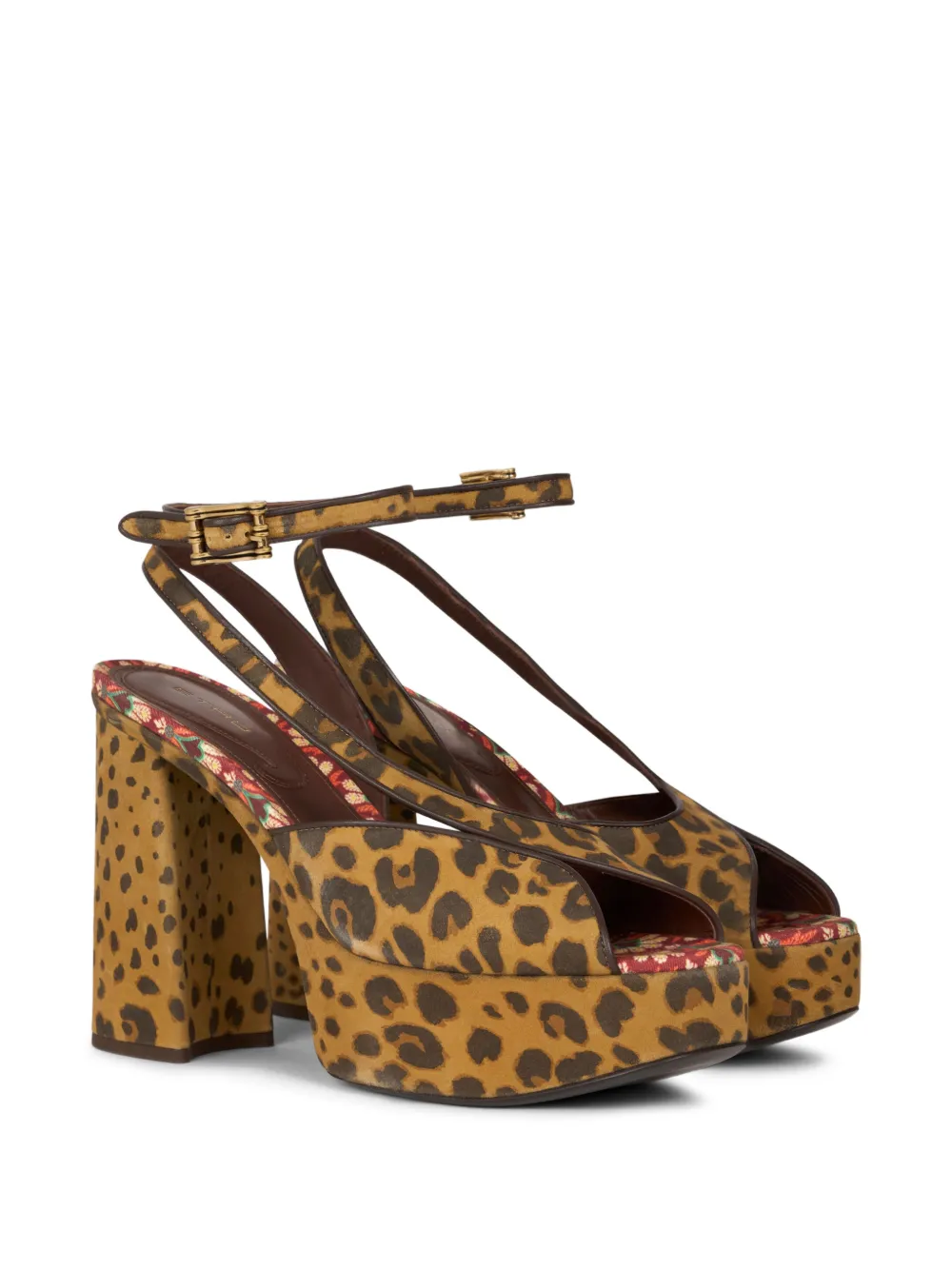 ETRO 100mm sandalen met plateauzool en dierenprint Bruin