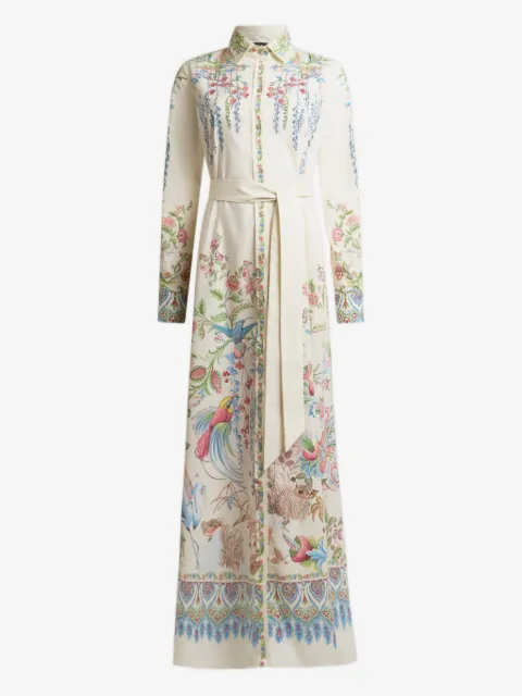 ETRO robe-chemise longue en coton à imprimé flore et faune