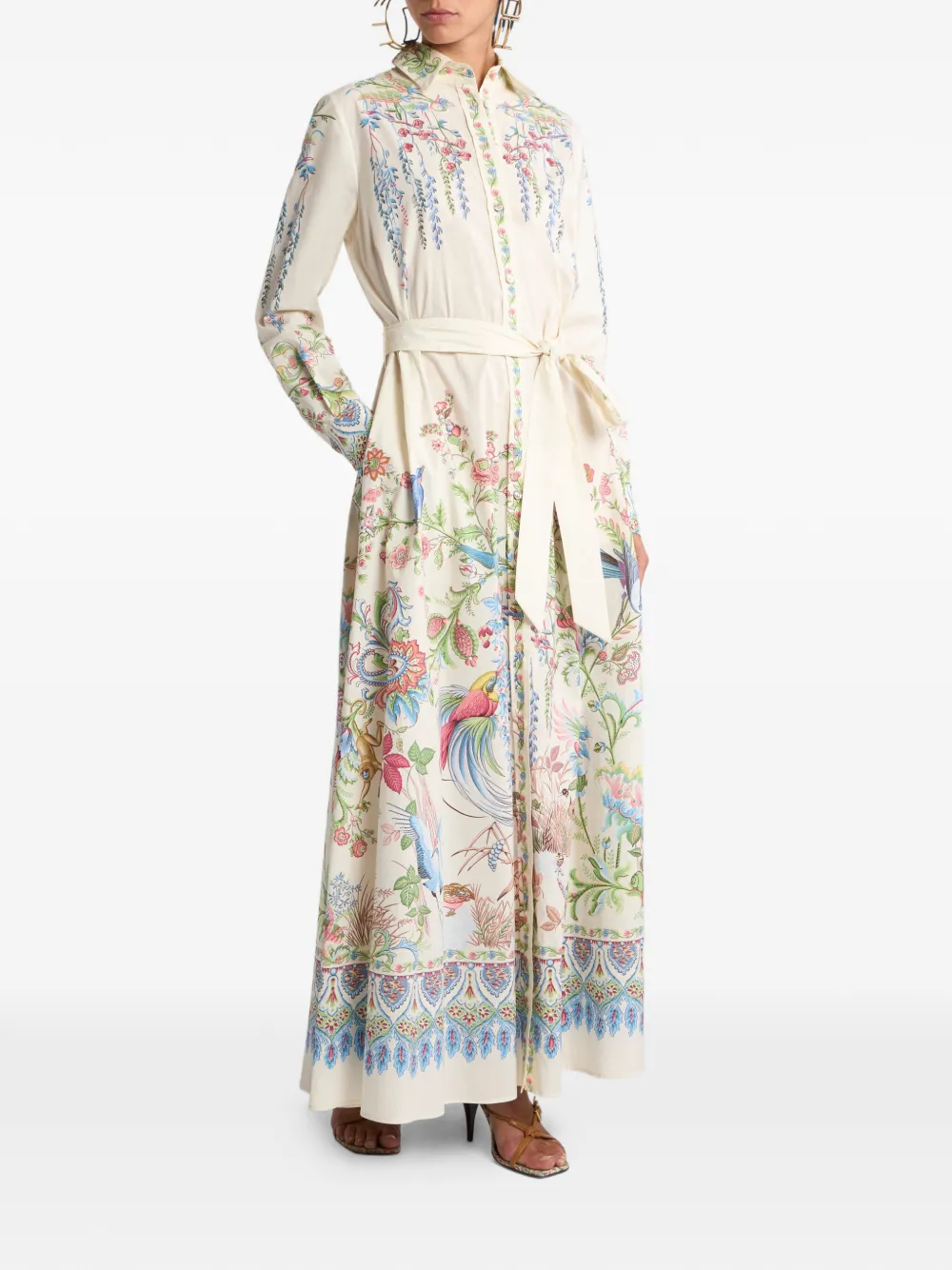 floral-print shirt dress