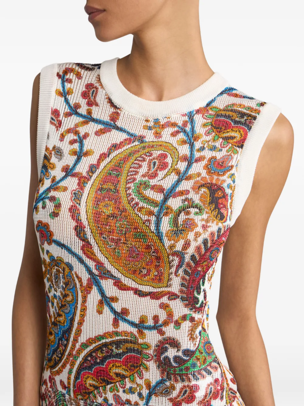 ETRO Gebreide maxi-jurk met franje en paisley-print Wit