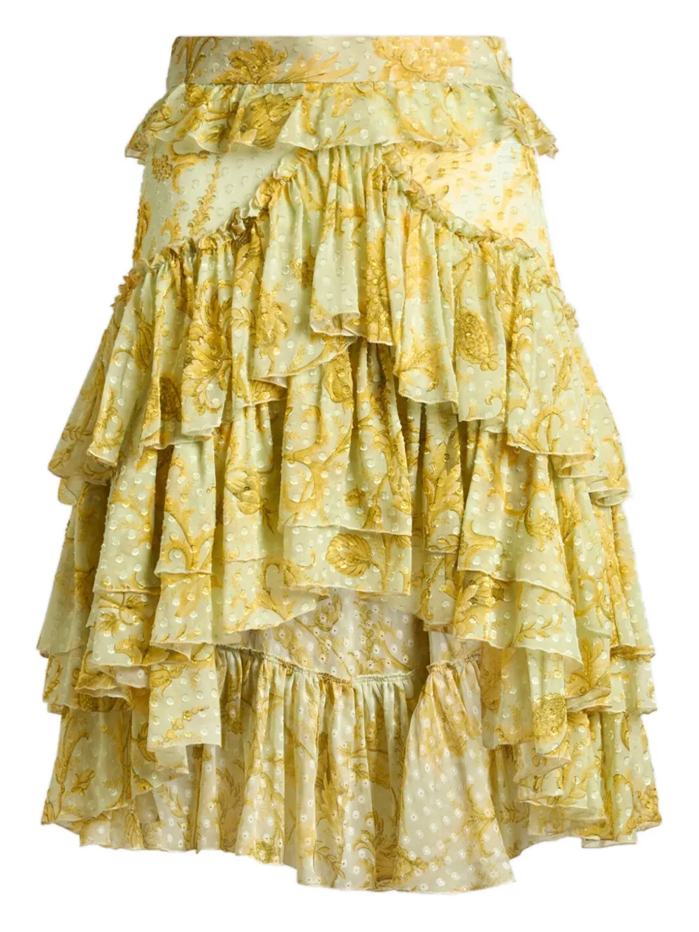 Etro Dotted Floral-motif Mini Skirt In Yellow