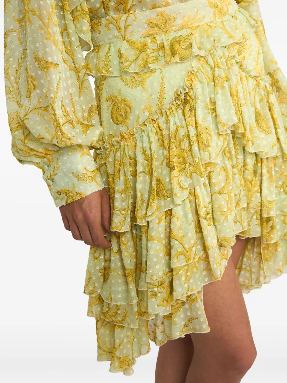 Etro Dotted Floral-motif Mini Skirt In Yellow