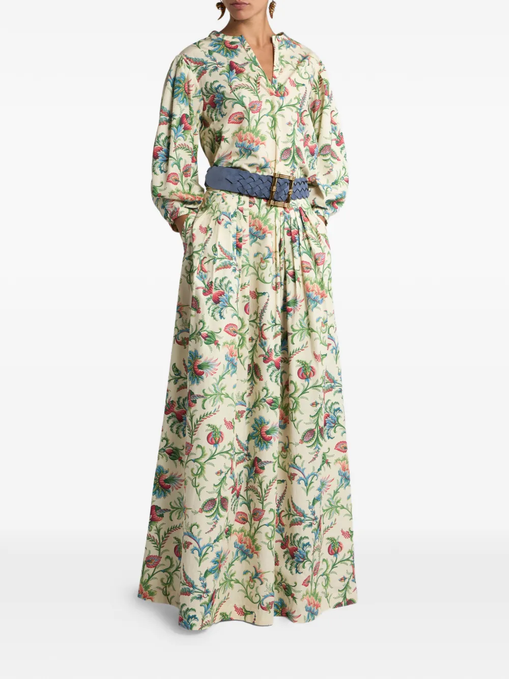 ETRO floral-motif V-neck top - Beige