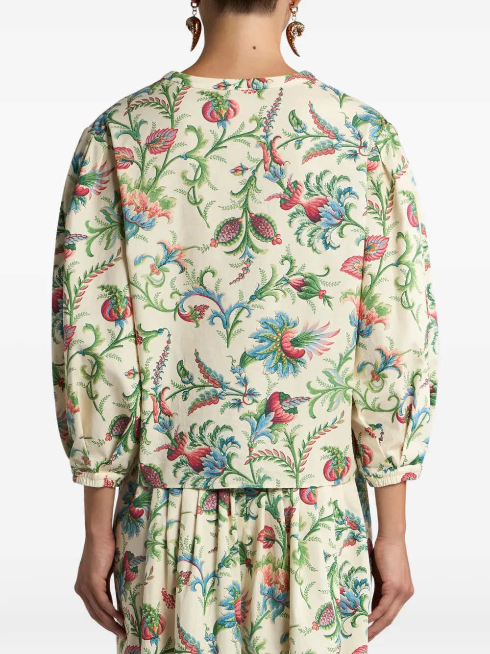 ETRO Top met V-hals en bloemenpatroon Beige