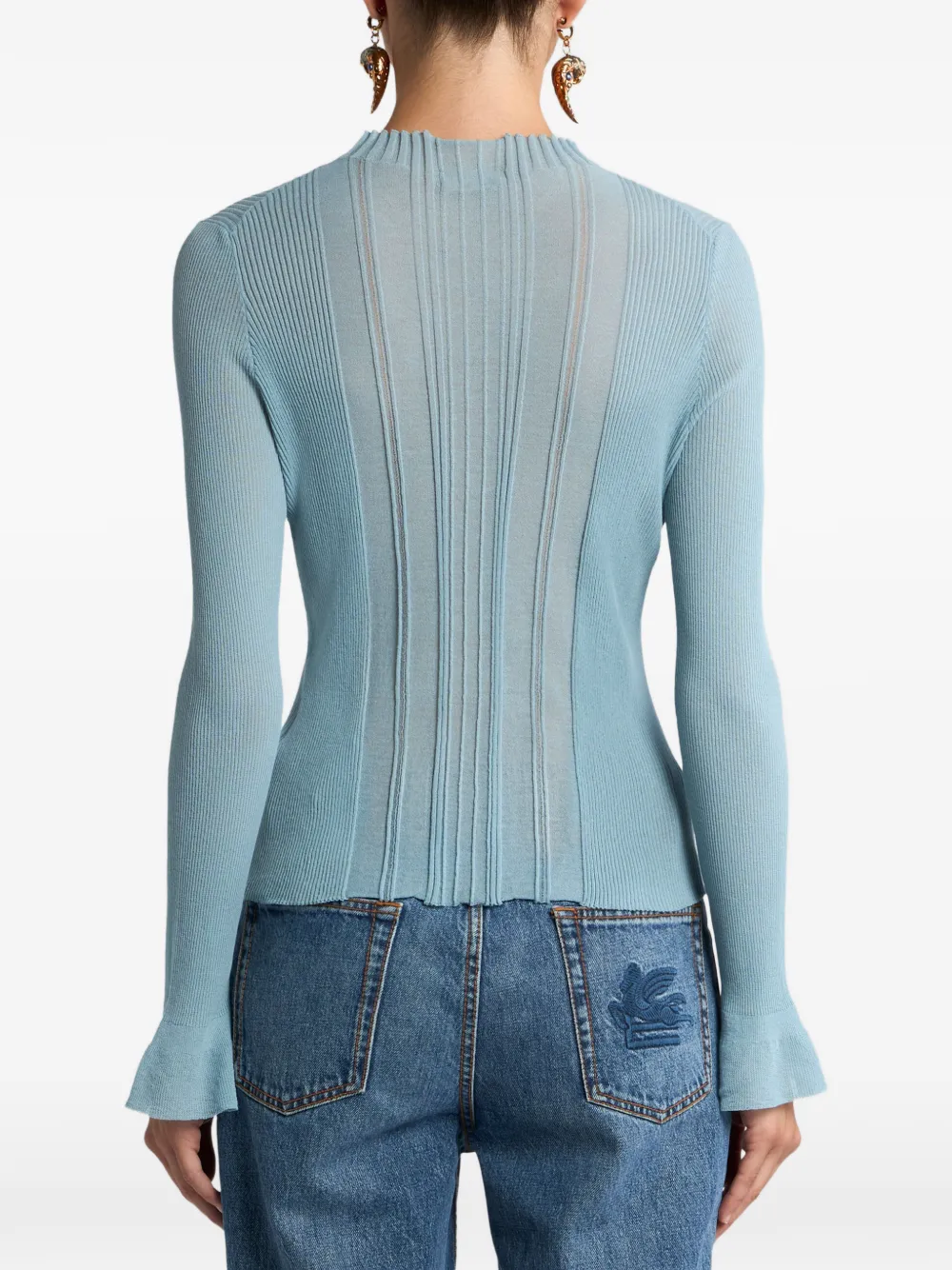 ETRO Trui met jacquard en verhoogde kraag Blauw