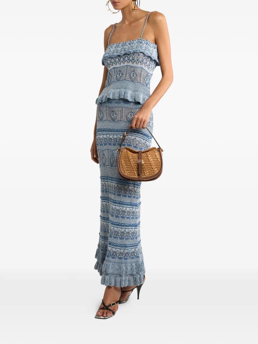 ETRO ruffled maxi skirt - Blauw