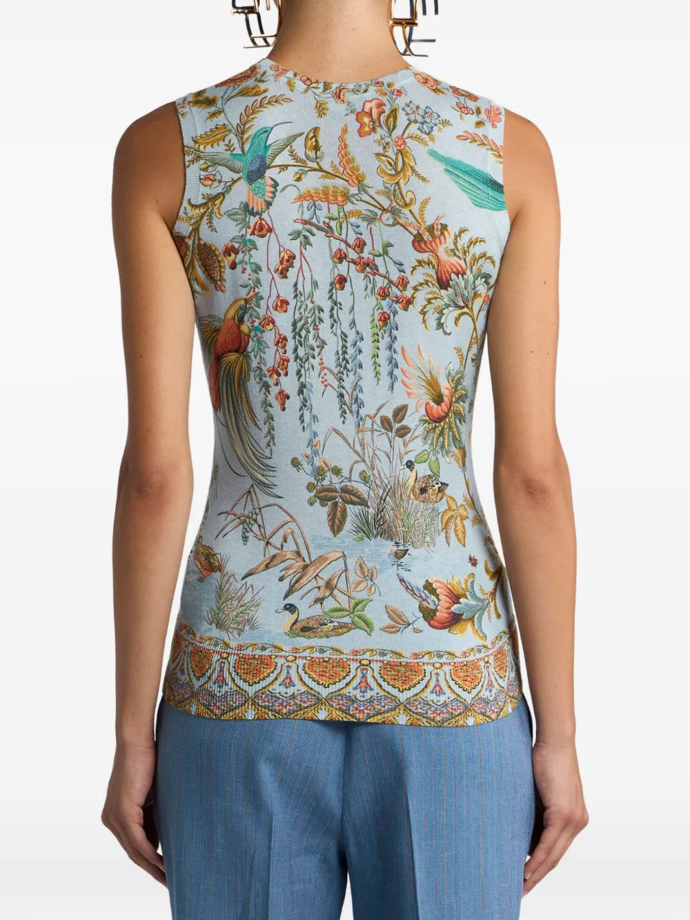 ETRO Tanktop met flora en fauna print Blauw