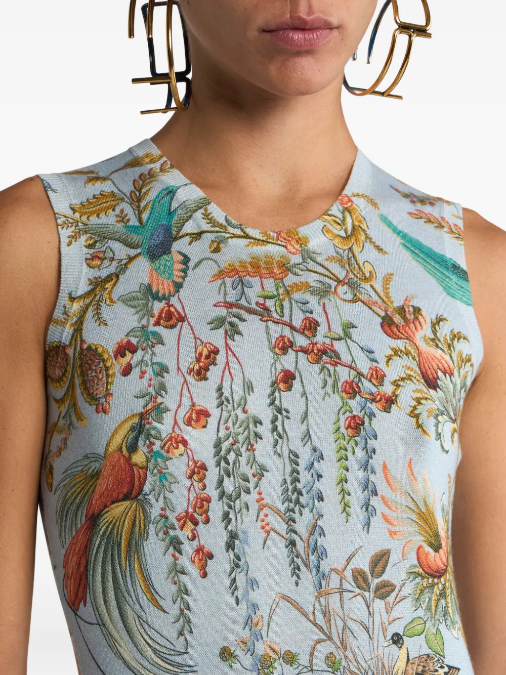 ETRO Tanktop met flora en fauna print Blauw