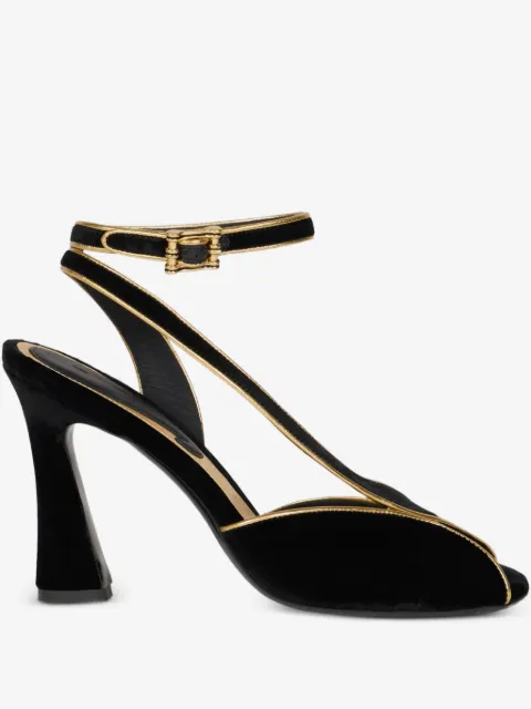 ETRO velvet high-heeled sandals with metallic-trim