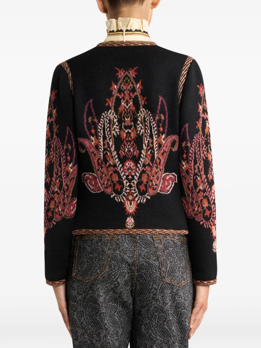 Etro Jacquard Paisley-motif Cardigan In Black