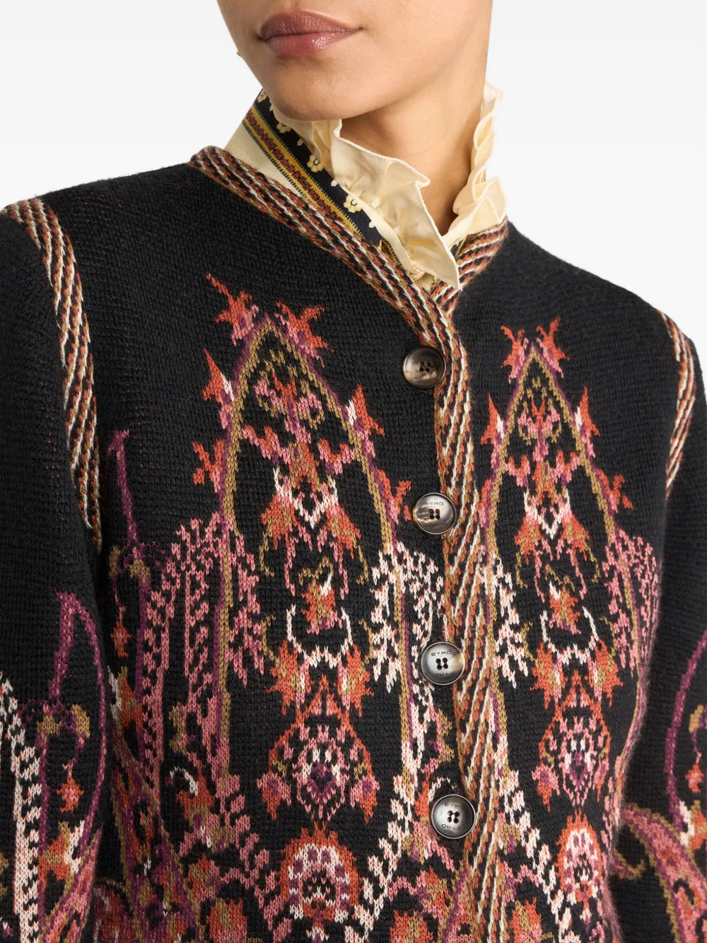 Etro Jacquard Paisley-motif Cardigan In Black